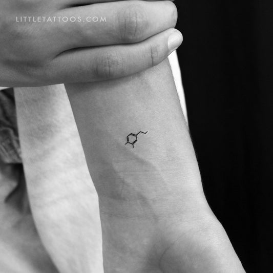 Tatuaje temporal diminuto de la estructura química de la dopamina (juego de 3)
