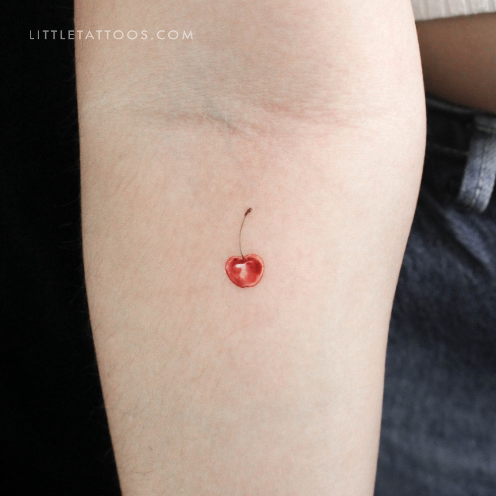 Watercolor Cherry Temporary Tattoo - Set of 3