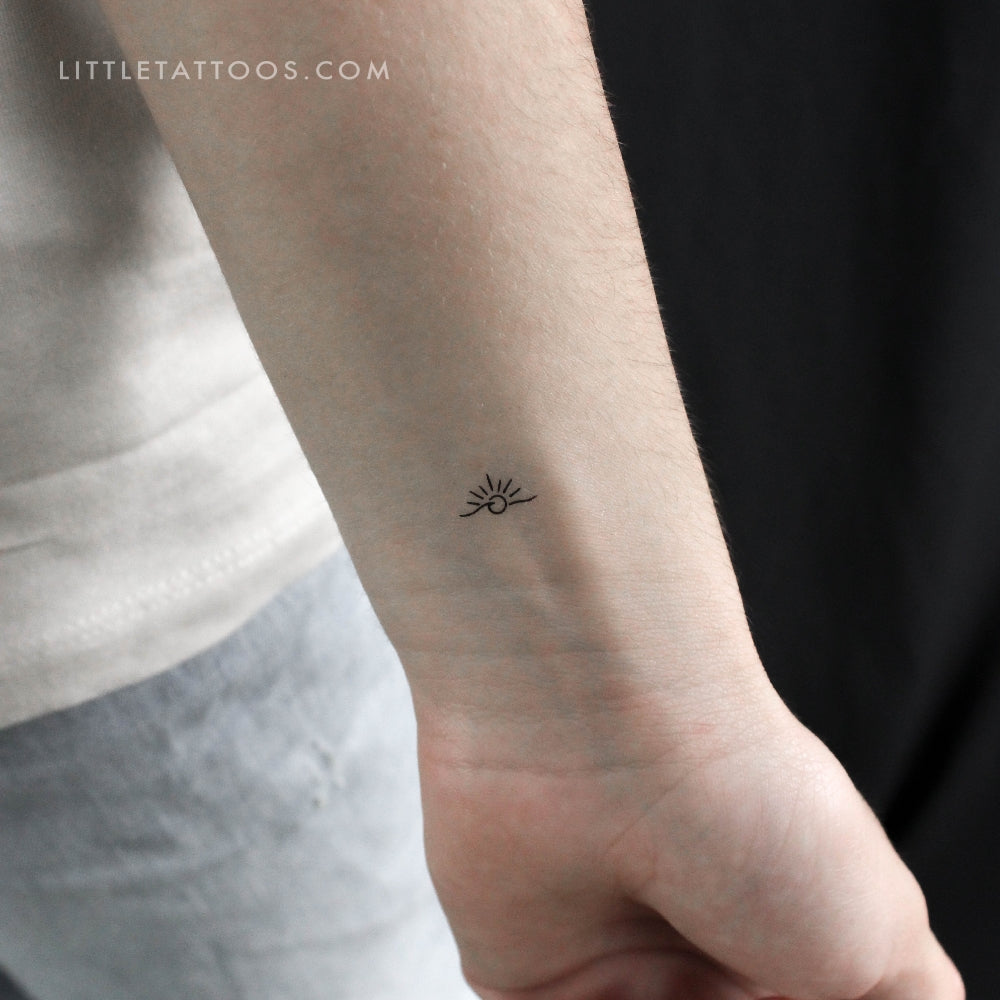 Tatuaje temporal de olas pequeñas al atardecer (juego de 3)