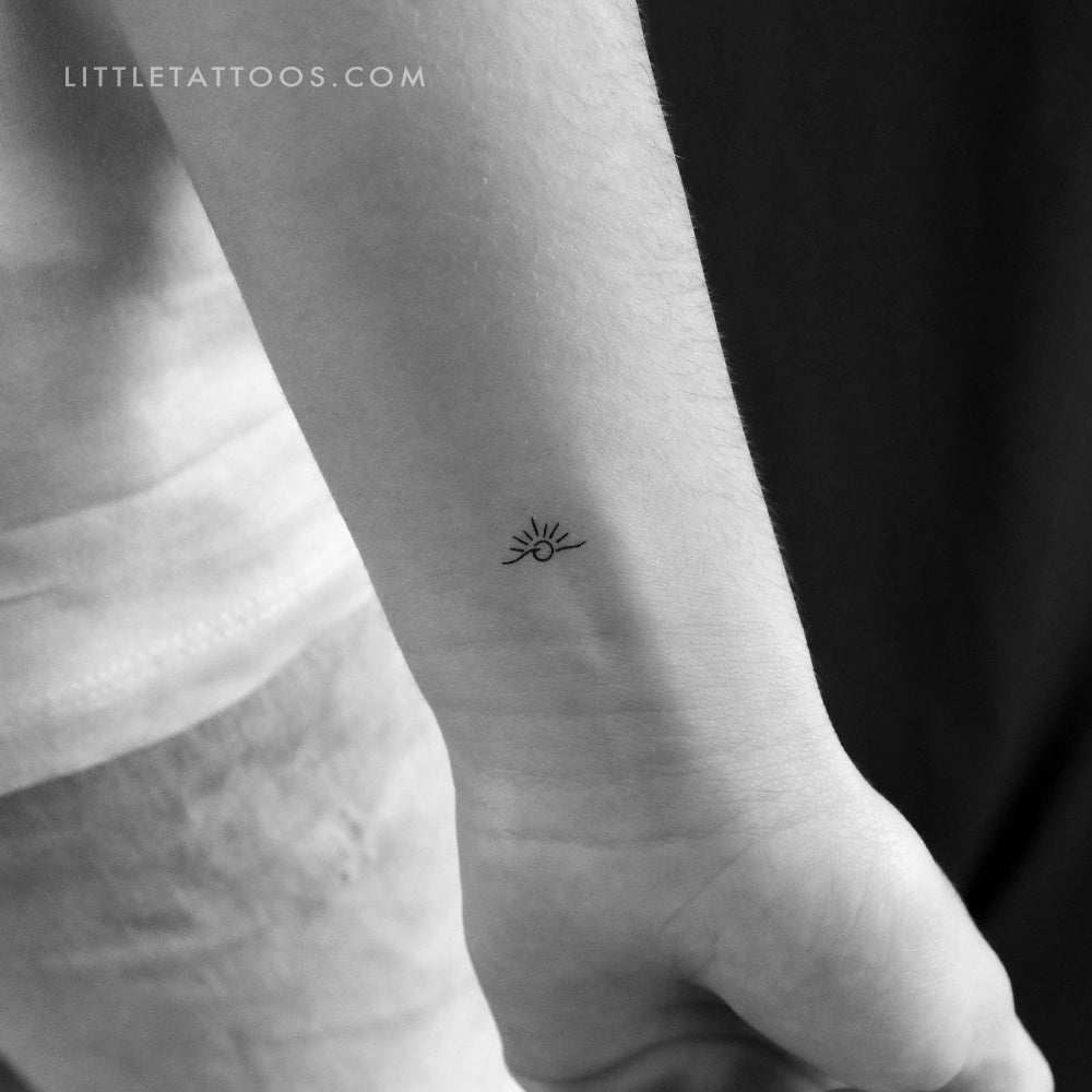 Tatuaje temporal de olas pequeñas al atardecer (juego de 3)