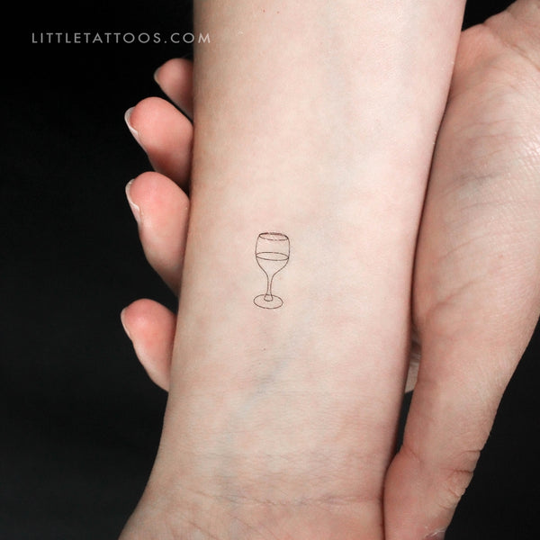 Minimalist Wine Glass Temporary Tattoo - Set of 3