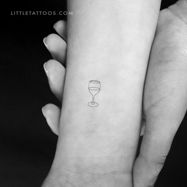 Minimalist Wine Glass Temporary Tattoo - Set of 3