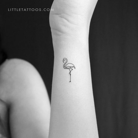 Tatuaje temporal de flamenco de una sola línea - Juego de 3