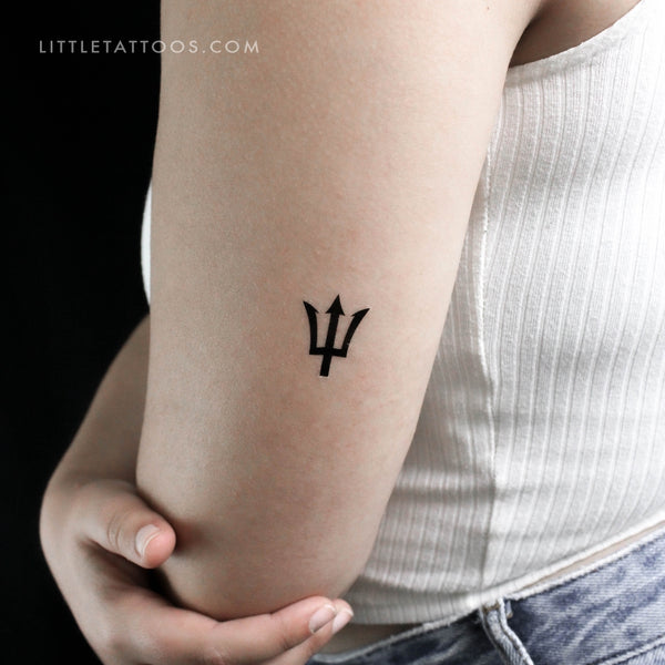 Barbados Trident Temporary Tattoo - Set of 3