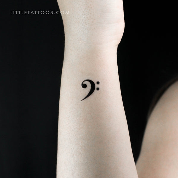 Small Bass Clef Temporary Tattoo - Set of 3