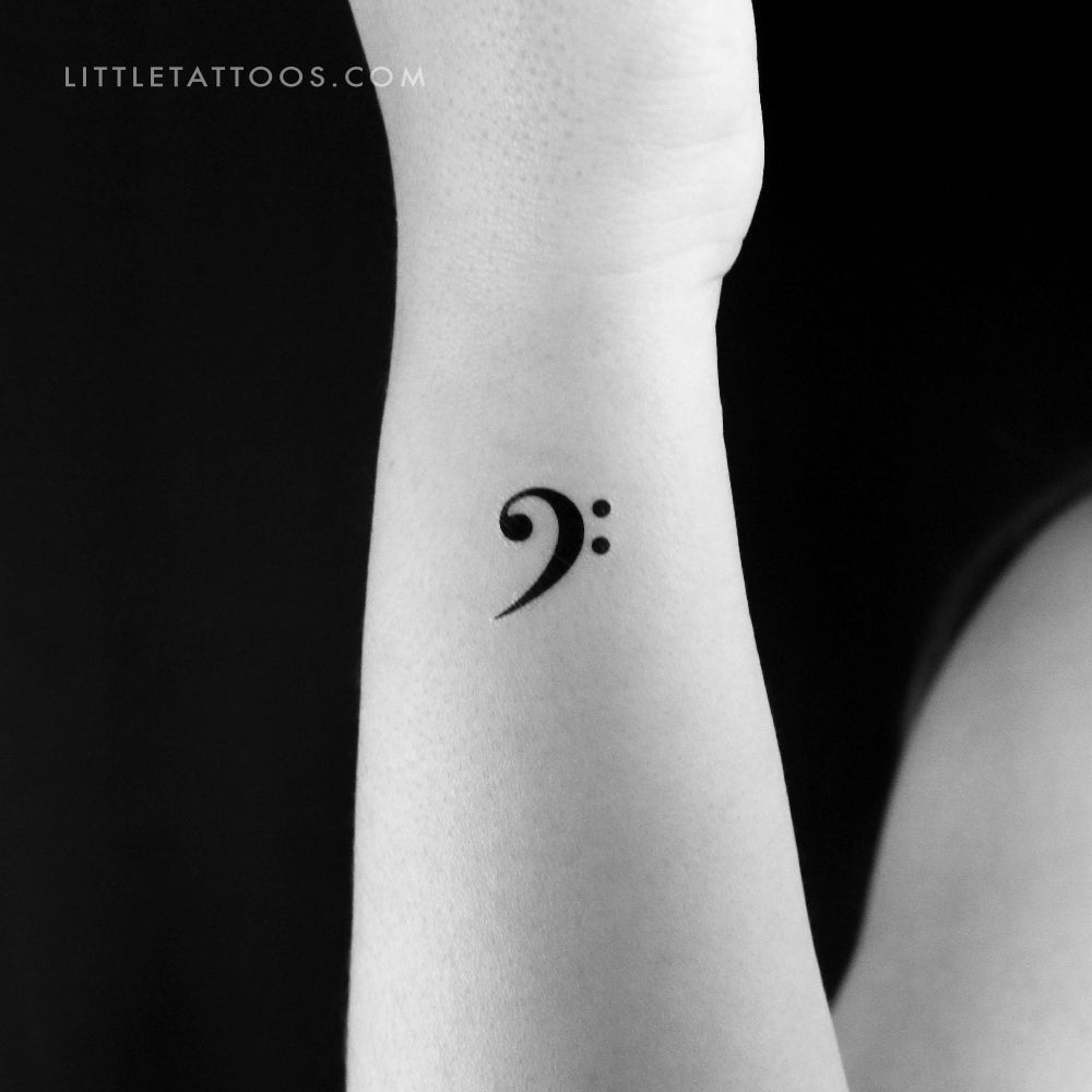 Small Bass Clef Temporary Tattoo - Set of 3