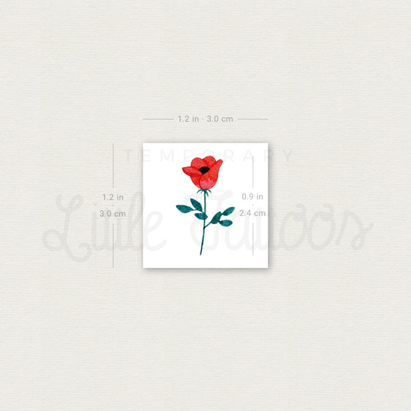 Red Flower Temporary Tattoo by Zihee - Set of 3