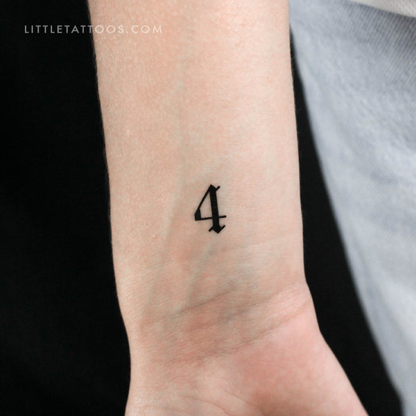 Gothic Number 4 Temporary Tattoo - Set of 3