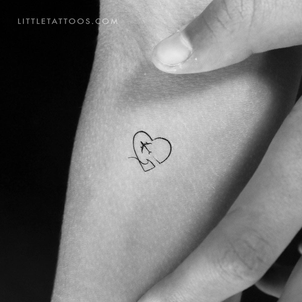 Surfer Traveller Heart Temporary Tattoo - Set of 3