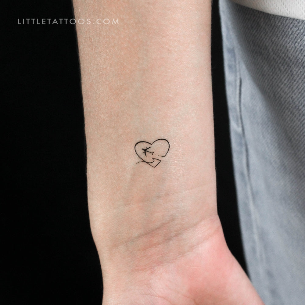 Surfer Traveller Heart Temporary Tattoo - Set of 3
