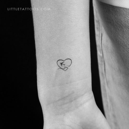 Tatuaje temporal de corazón de viajero surfista (juego de 3)