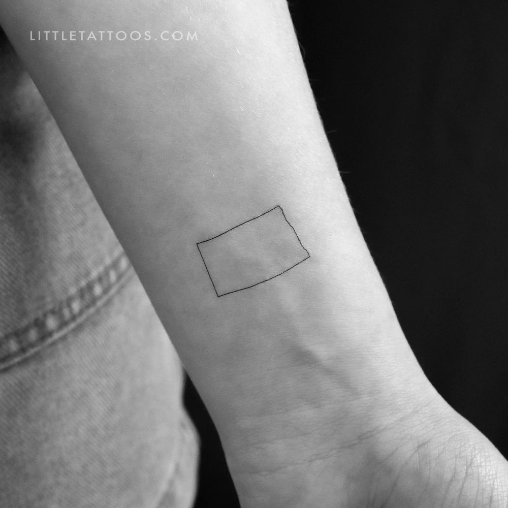 Tatuaje temporal del contorno del mapa de Dakota del Norte (juego de 3)