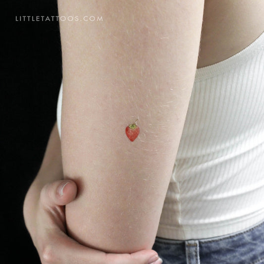 Watercolor Strawberry Temporary Tattoo - Set of 3