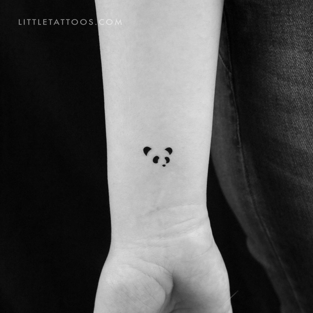 Tatuaje temporal minimalista de cara de panda (juego de 3)