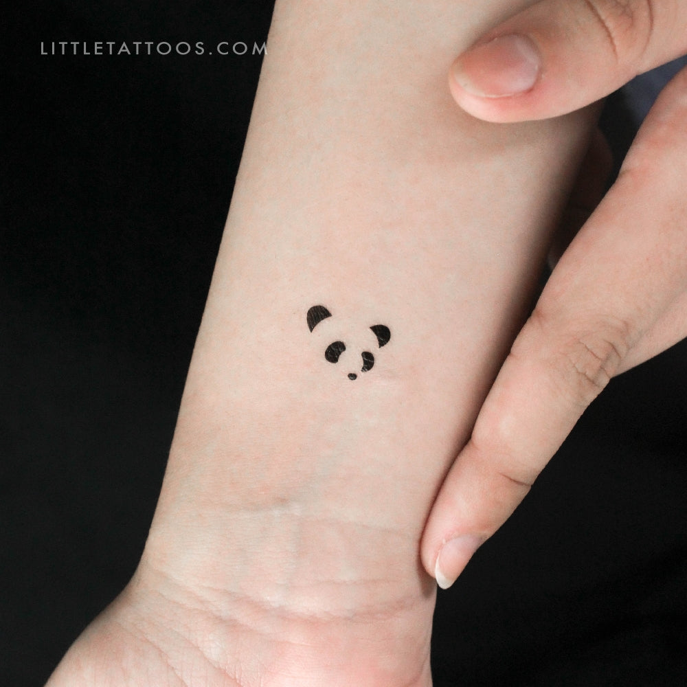 Tatuaje temporal minimalista de cara de panda (juego de 3)