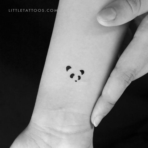 Minimalist Panda Face Temporary Tattoo - Set of 3