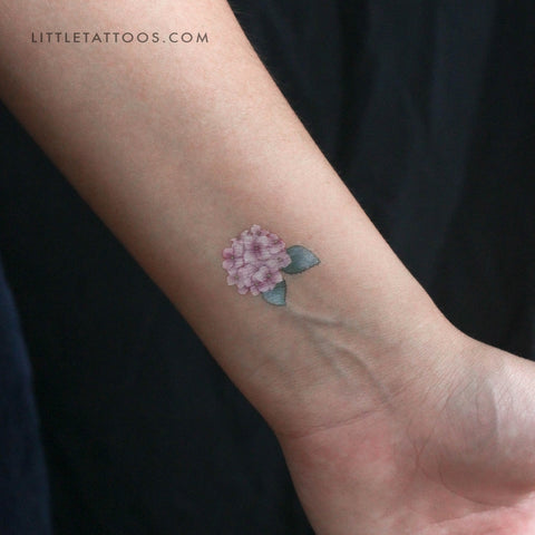 Pink Hydrangea Temporary Tattoo - Set of 3