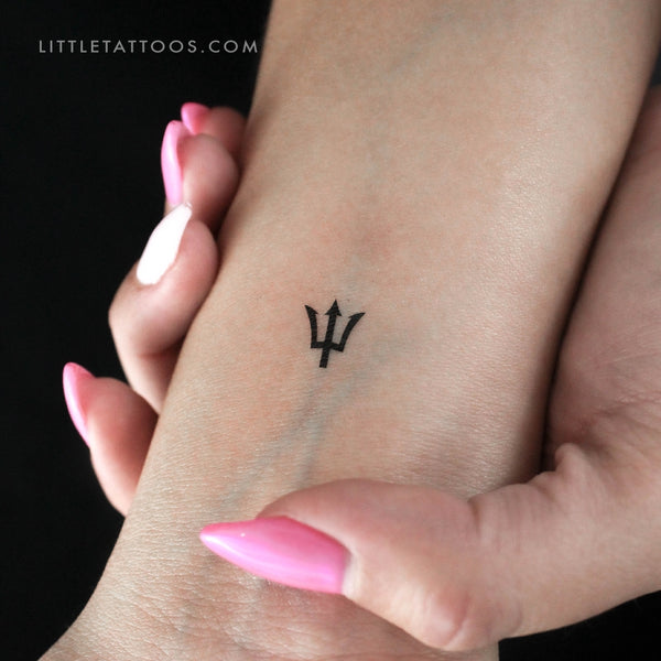 Tiny Barbados Trident Temporary Tattoo - Set of 3