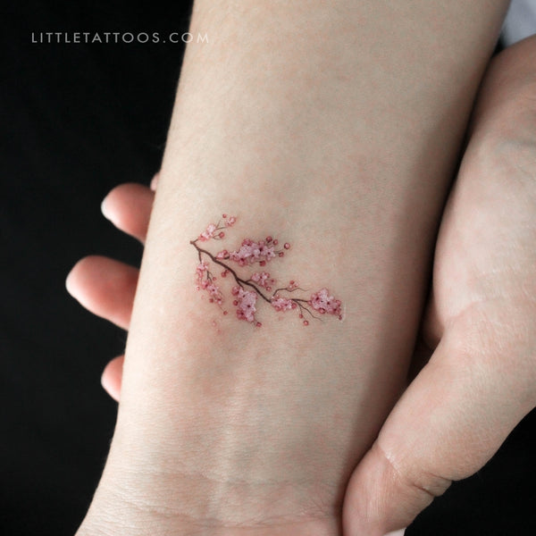 Cherry Blossom Branch Temporary Tattoo - Set of 3