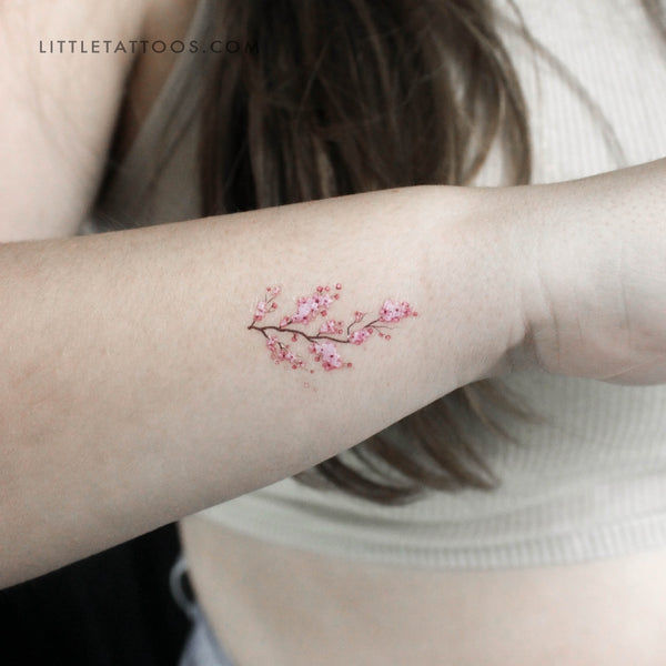 Cherry Blossom Branch Temporary Tattoo - Set of 3