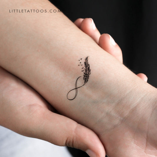 Tatuaje temporal del símbolo del infinito con pluma (juego de 3)