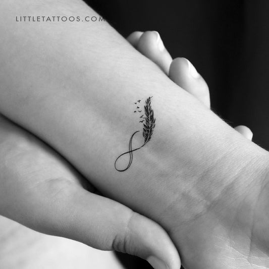 Tatuaje temporal del símbolo del infinito con pluma (juego de 3)