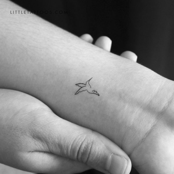 Single Line Hummingbird Temporary Tattoo - Set of 3