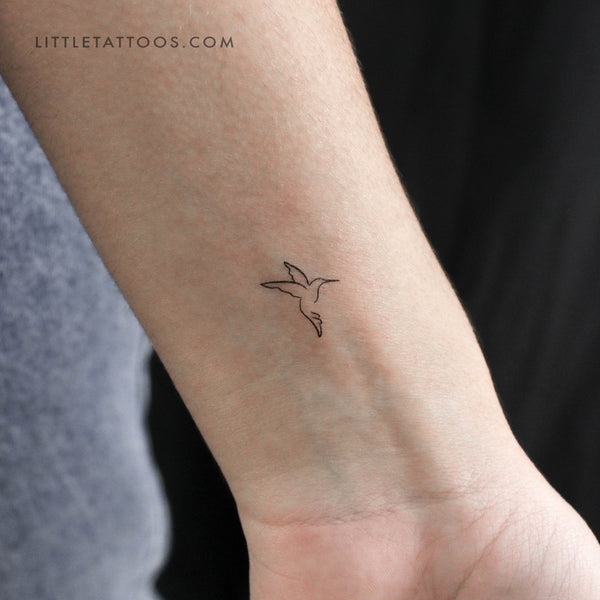 Single Line Hummingbird Temporary Tattoo - Set of 3