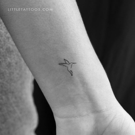 Tatuaje temporal de colibrí de una sola línea - Juego de 3