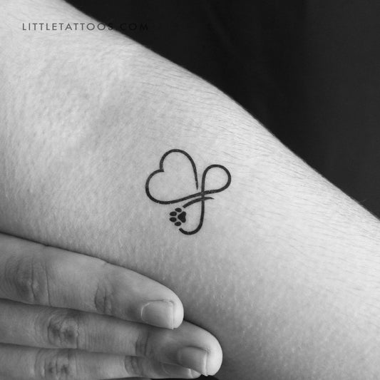 Tatuaje temporal de corazón infinito y huella de perro (juego de 3)