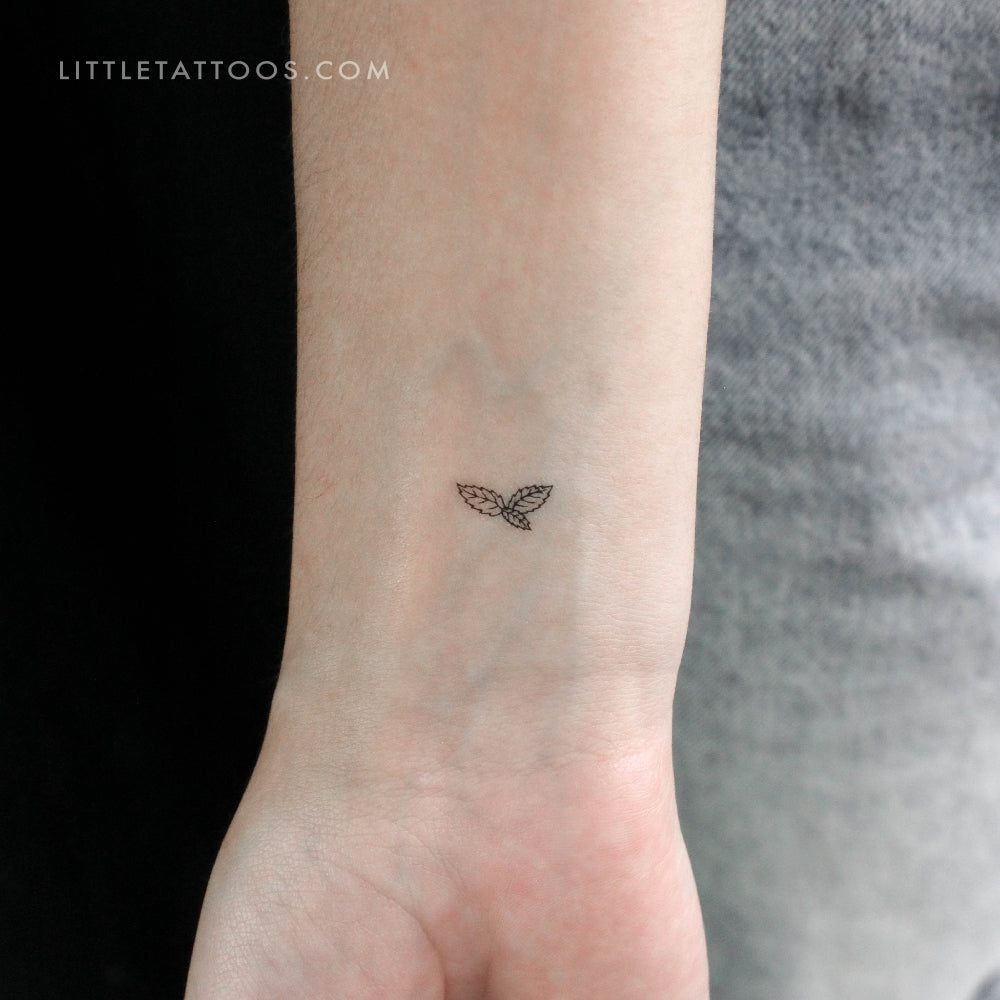 Tatuaje temporal de hojas de menta (juego de 3)