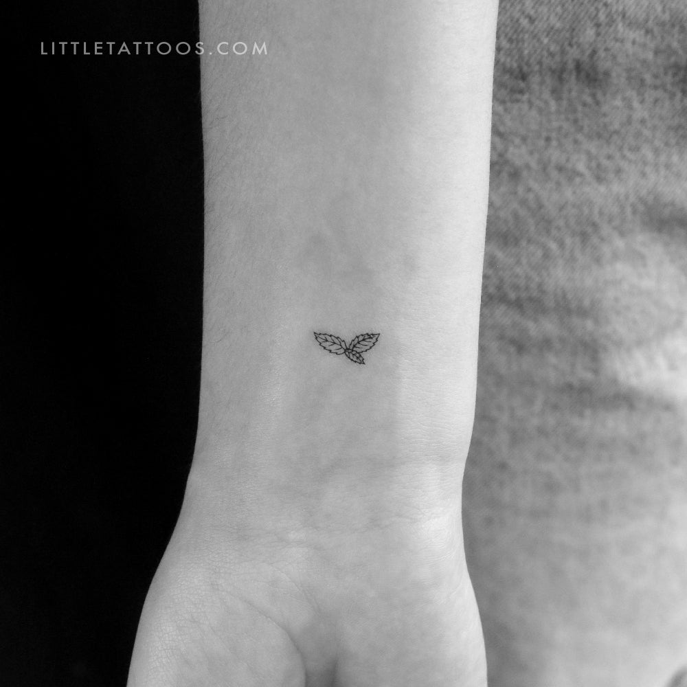Tatuaje temporal de hojas de menta (juego de 3)