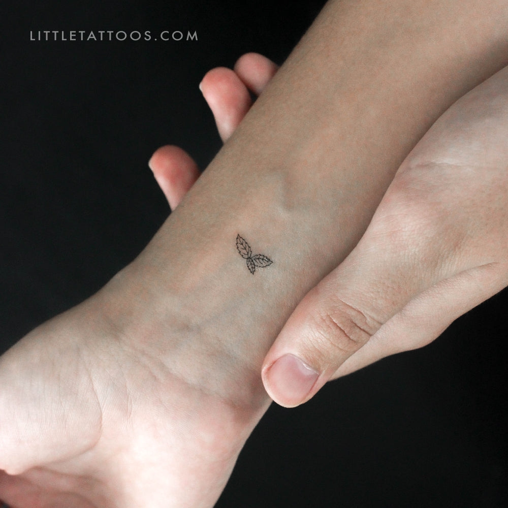 Tatuaje temporal de hojas de menta (juego de 3)