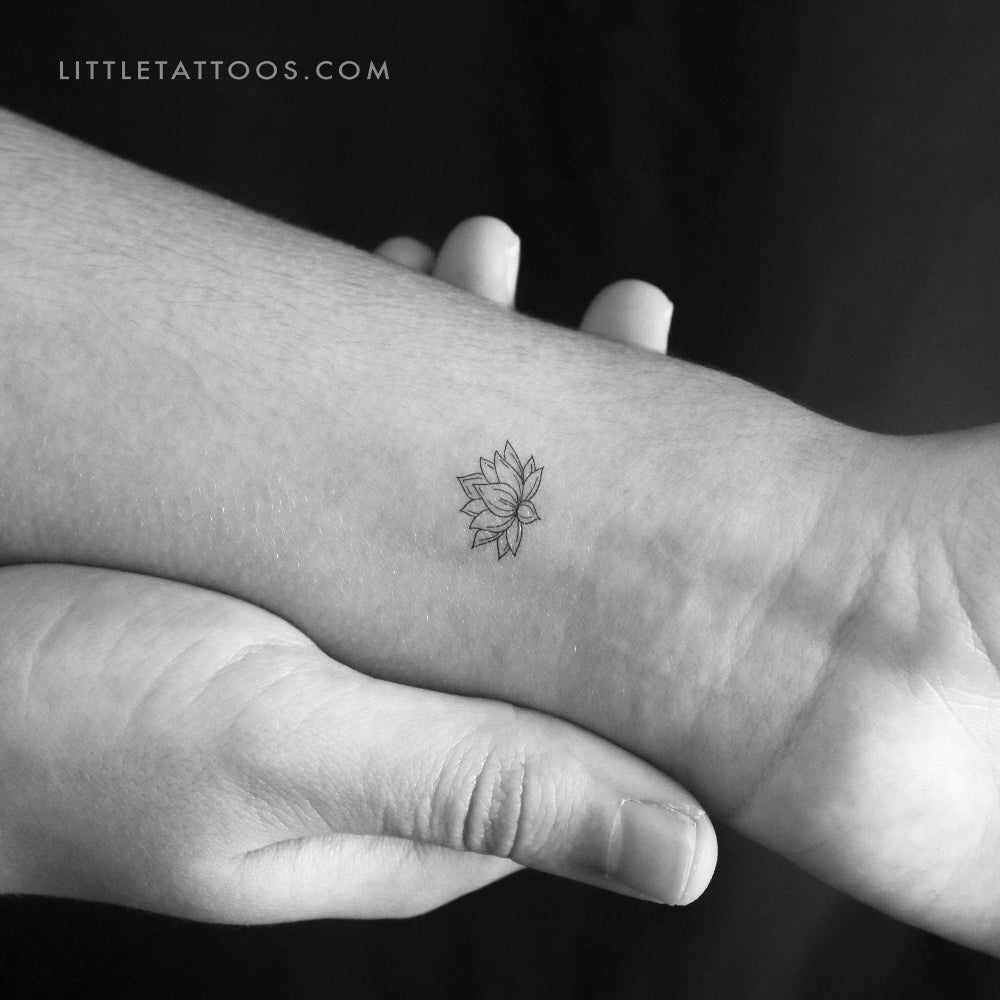 Tatuaje temporal de pequeño loto sagrado (juego de 3)