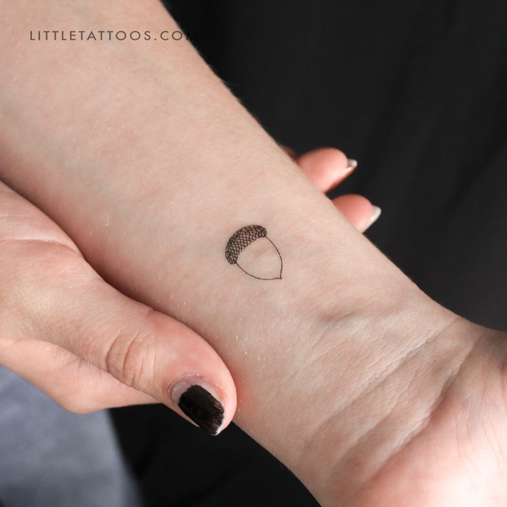 Tatuaje temporal de pequeña bellota - Juego de 3