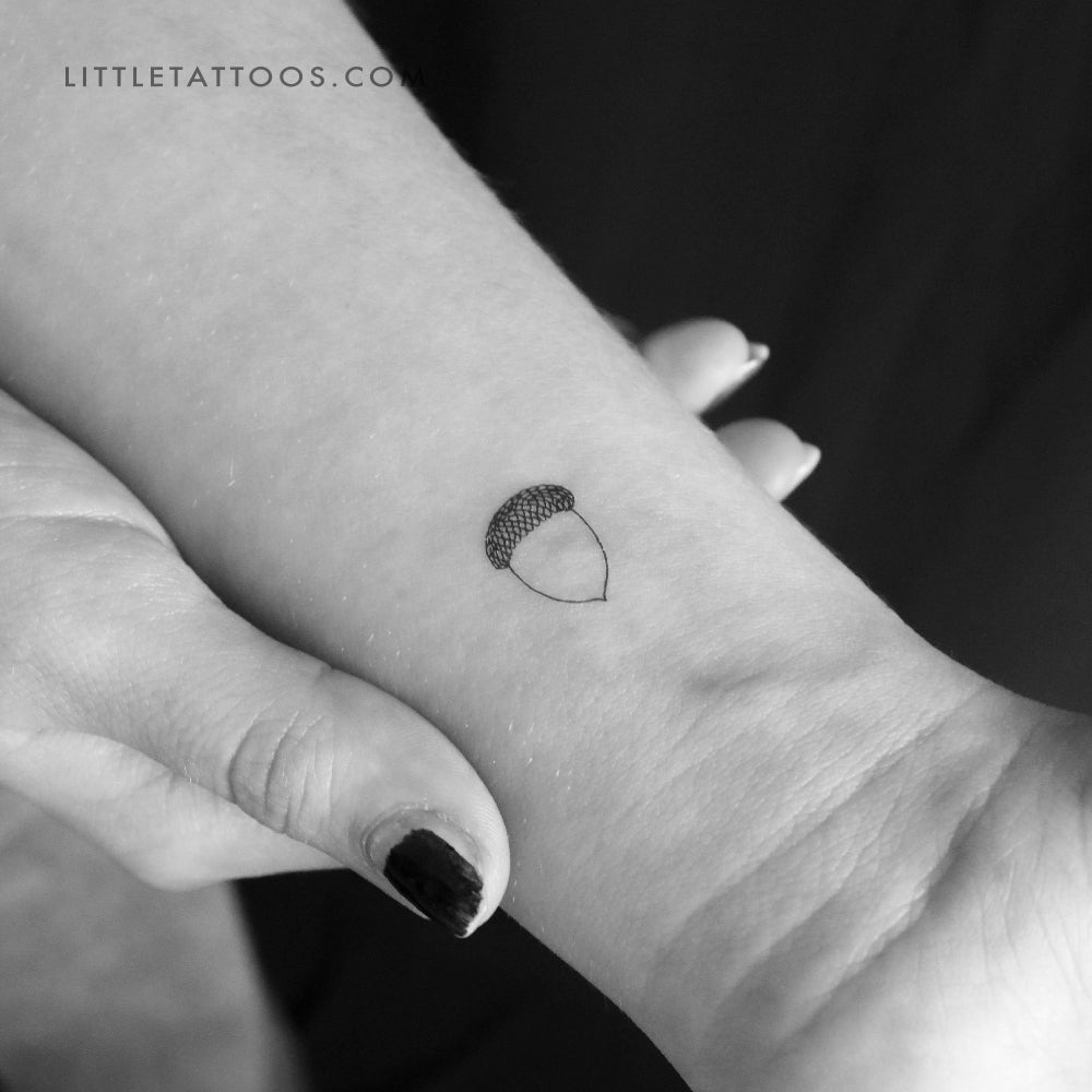 Tatuaje temporal de pequeña bellota - Juego de 3