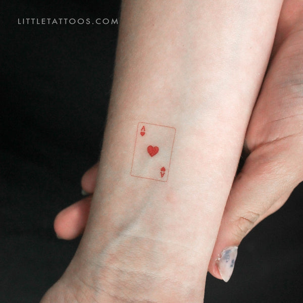 Ace Of Hearts Card Temporary Tattoo - Set of 3