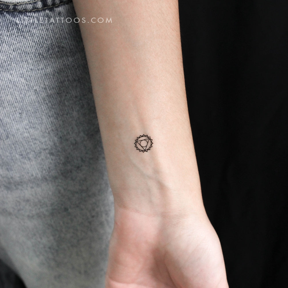 Tatuaje temporal pequeño del chakra Vishuddha (juego de 3)