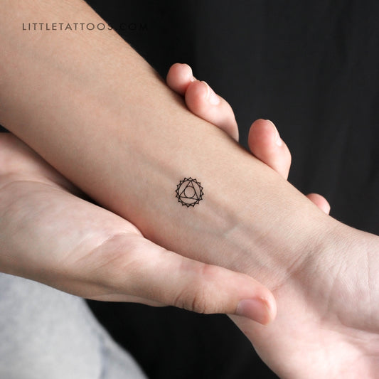 Small Vishuddha Chakra Temporary Tattoo - Set of 3