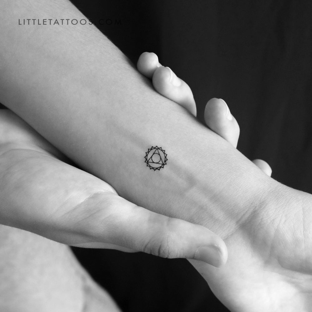 Tatuaje temporal pequeño del chakra Vishuddha (juego de 3)