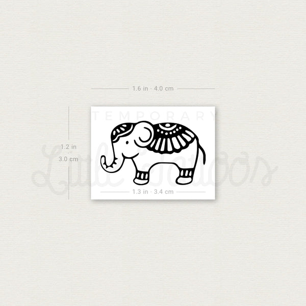 Ornamental Elephant Temporary Tattoo (Set of 3)