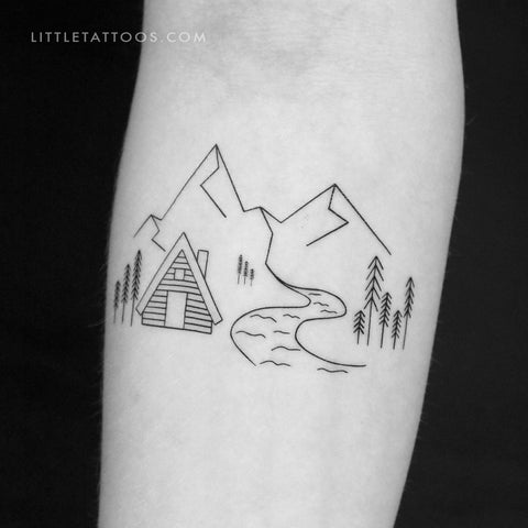 Mountain Cabin Temporary Tattoo by Cagri Durmaz - Set of 3