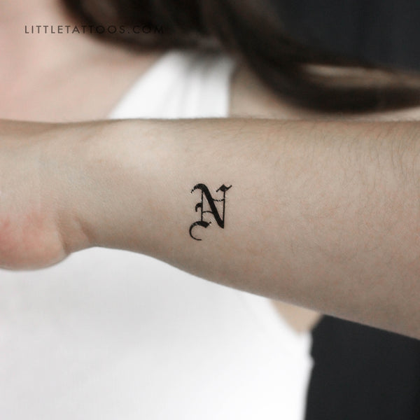 Gothic N Letter Temporary Tattoo - Set of 3