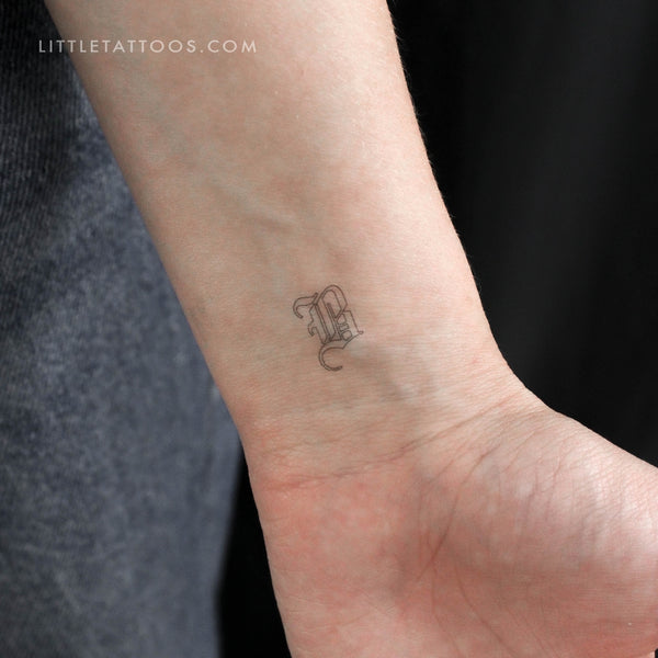 Old English B Letter Outline Temporary Tattoo - Set of 3