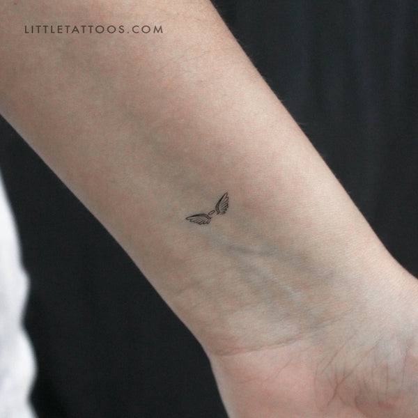 Tiny Angel Wings And Halo Temporary Tattoo - Set of 3