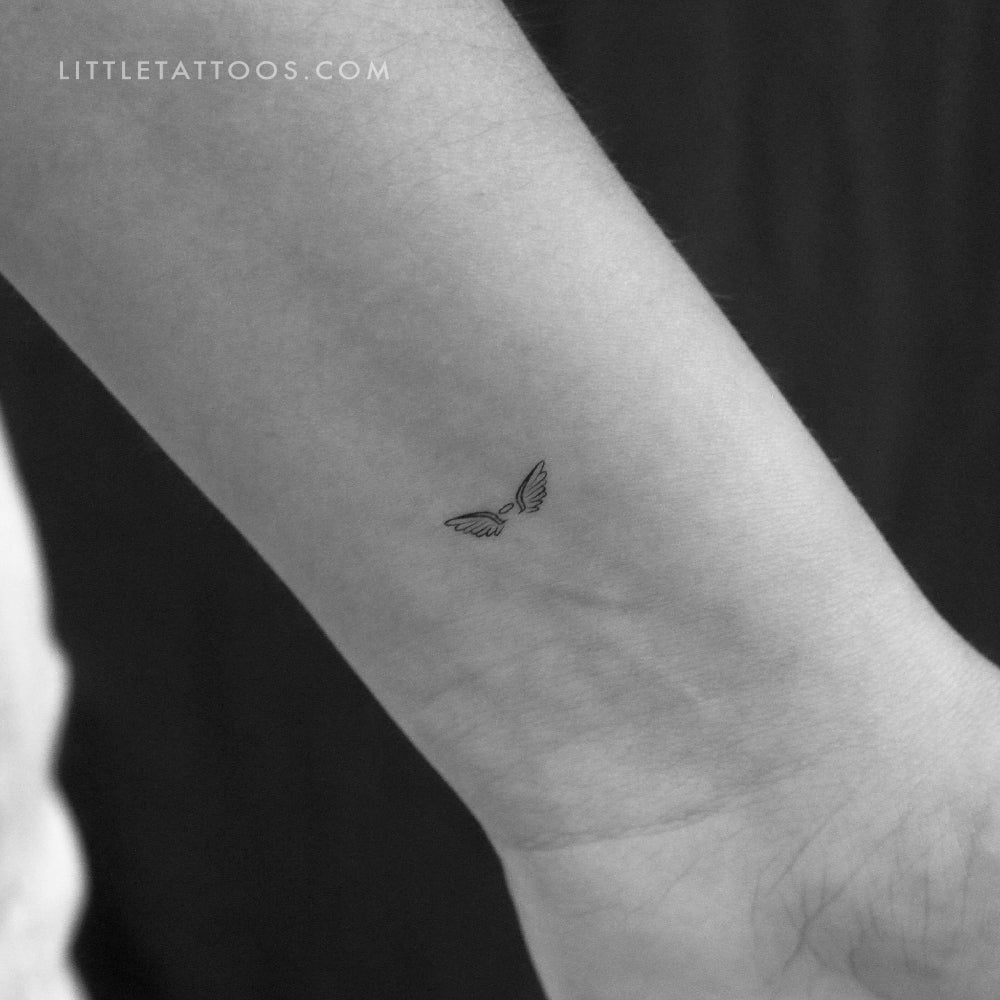 Tiny Angel Wings And Halo Temporary Tattoo Set of 3 Little Tattoos