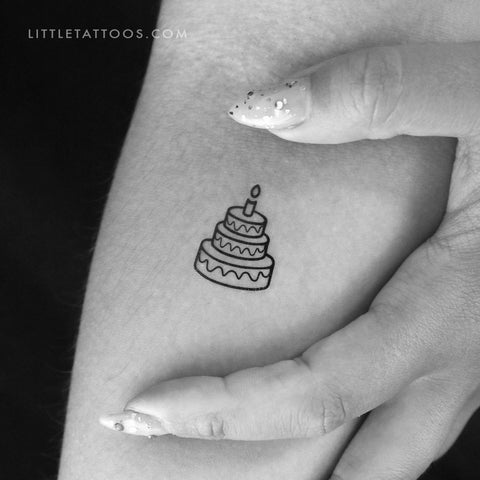 Birthday Cake Temporary Tattoo - Set of 3