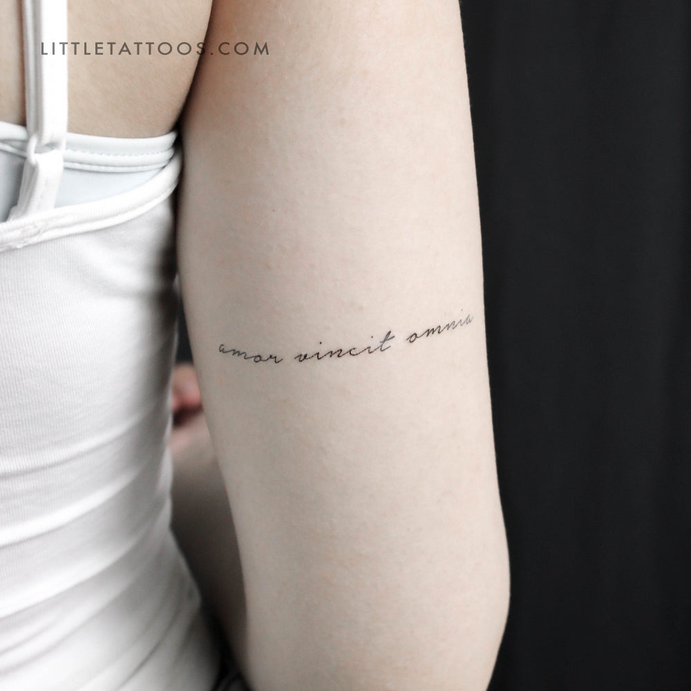 Tatuaje temporal Amor Vincit Omnia - Juego de 3