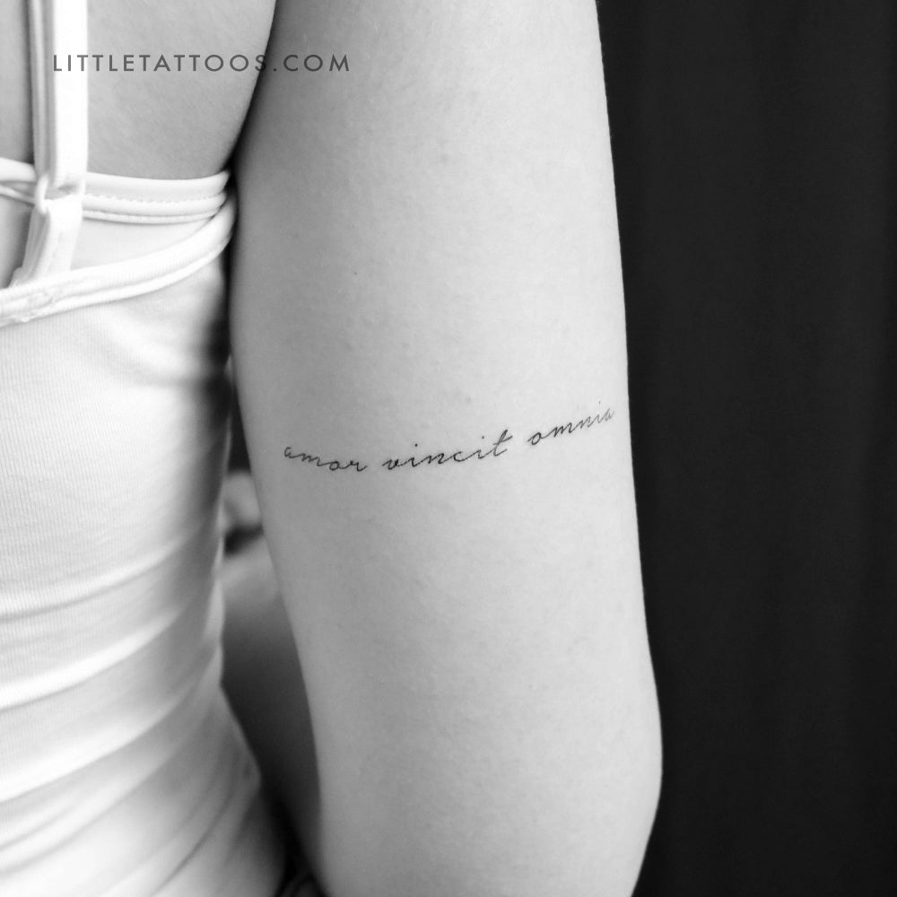 Tatuaje temporal Amor Vincit Omnia - Juego de 3