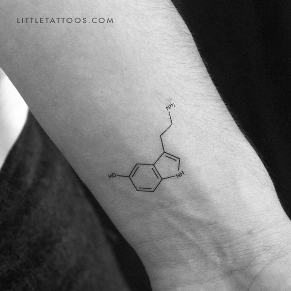 Serotonin Chemical Structure Temporary Tattoo - Set of 3